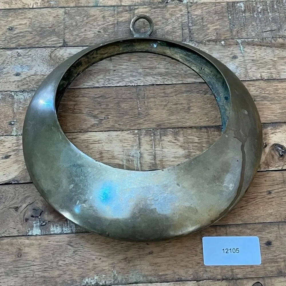 Japanese Brass Ikebana Hanging Full Moon Vase 9.75